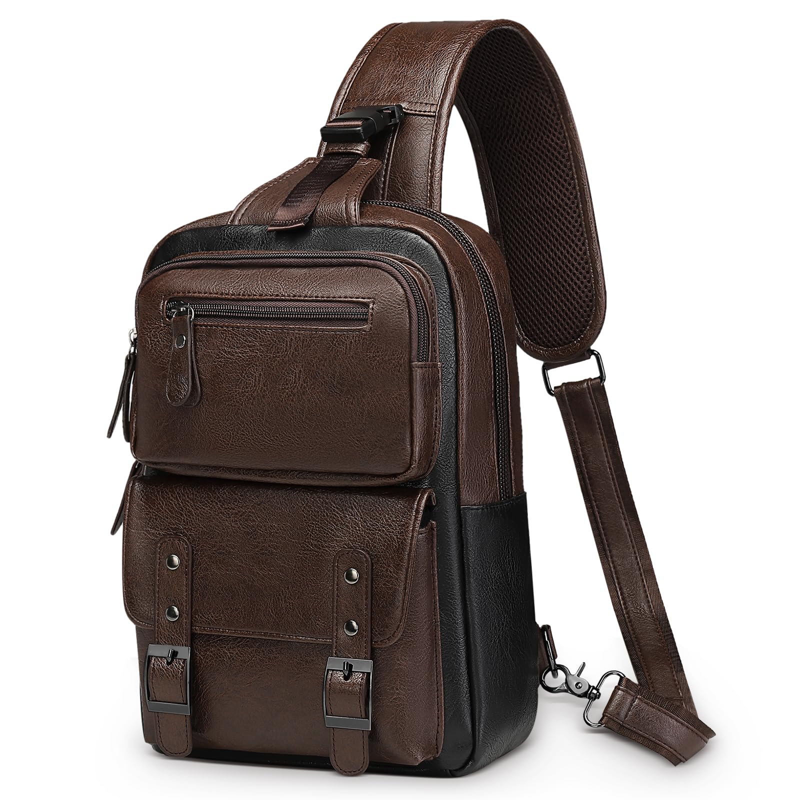 PU Leather Sling Backpack for 11 Inch Tablet Dark Brown