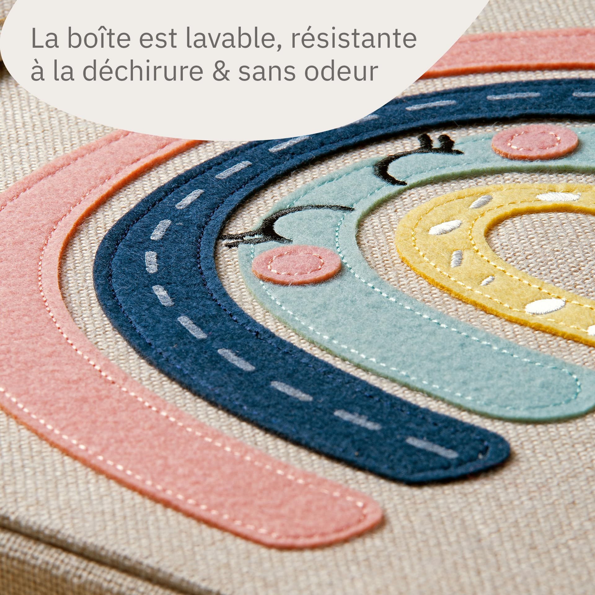 LIFENEY Boîte de rangement avec couvercle et soleil I Boîte à jouets avec motif adaptée aux étagères cubiques I Boîte de rangement pour la chambre d' enfant I Panier de rangement enfants