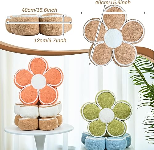 Miniatura 2 de Almohada de flores, cojín de piso de flores, bonito cojín de asiento, cojín estético para el suelo, almohada decorativa para cama, sofá (marrón