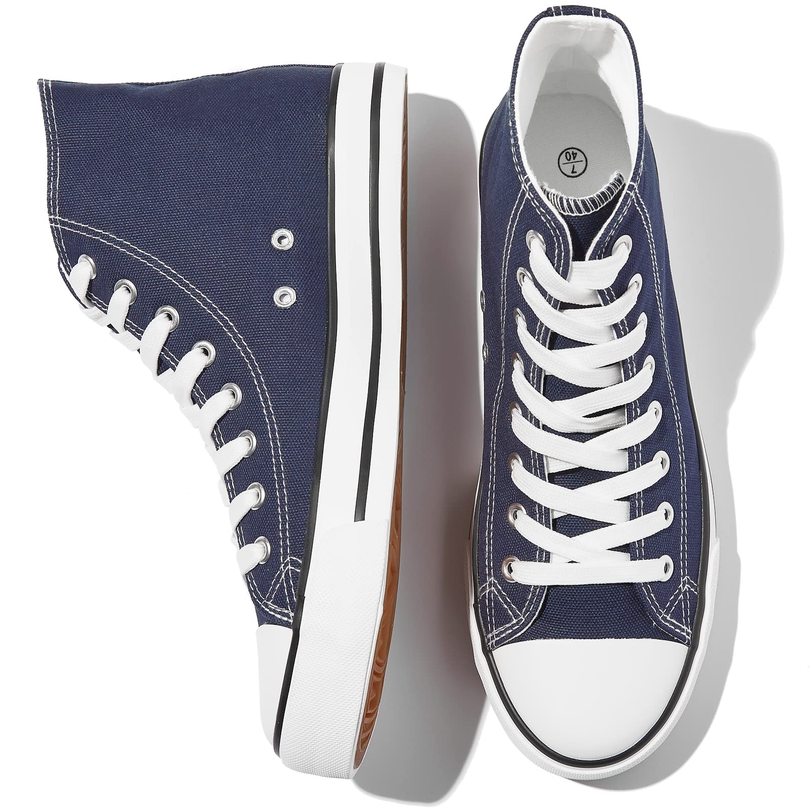 Mens High Top Canvas Sneakers Casual Lace up Canvas Shoes for Men Fashion White and Black Walking Sneakers