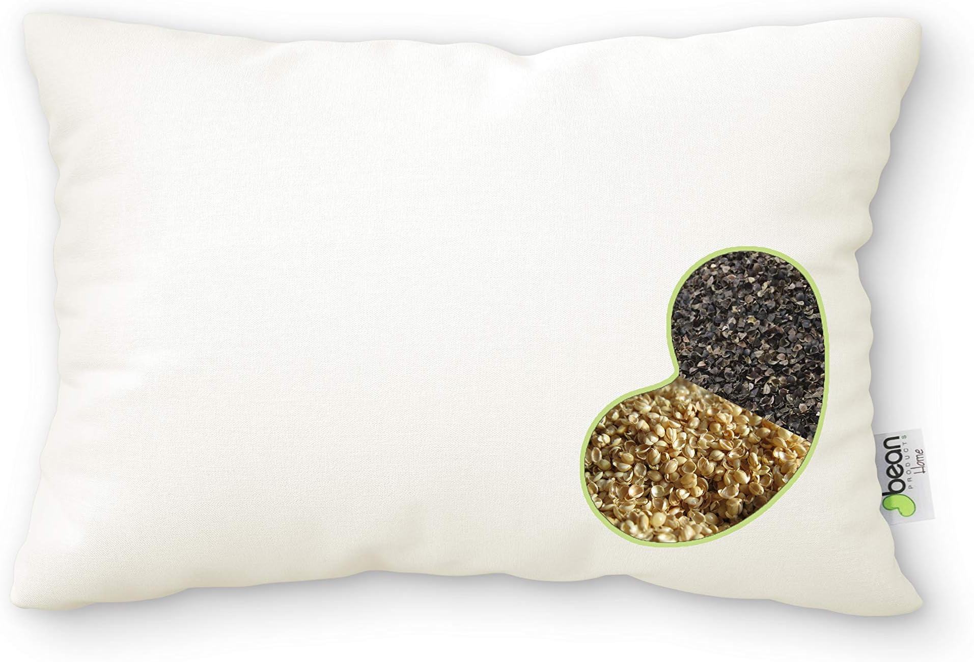 Bean Products Multi Grain Japanese Bed Pillow for Sleeping – Eco-Friendly Breathable Organic Buckwheat and Millet Hulls Fill with Organic Cotton Fabric Head Pillow - Made in The USA, 14" x 20"