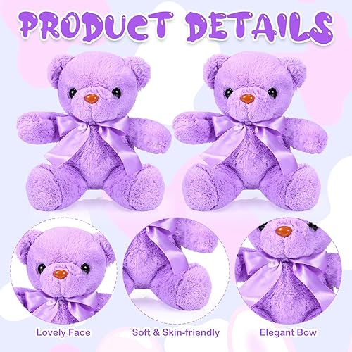 Miniatura 3 de Aoriher 6 piezas de oso de peluche a granel para baby shower, juguetes de peluche suaves y lindos para dormir y jugar, decoraciones para niños,