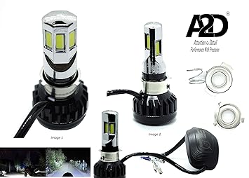 A2D 12V / 25W M6 Full Cobe H4 / HS1 Mi-6 Ultra Bright Bike LED Headlight Bulb KIT 6000K High-Low Beam-White for Apache RTR 180