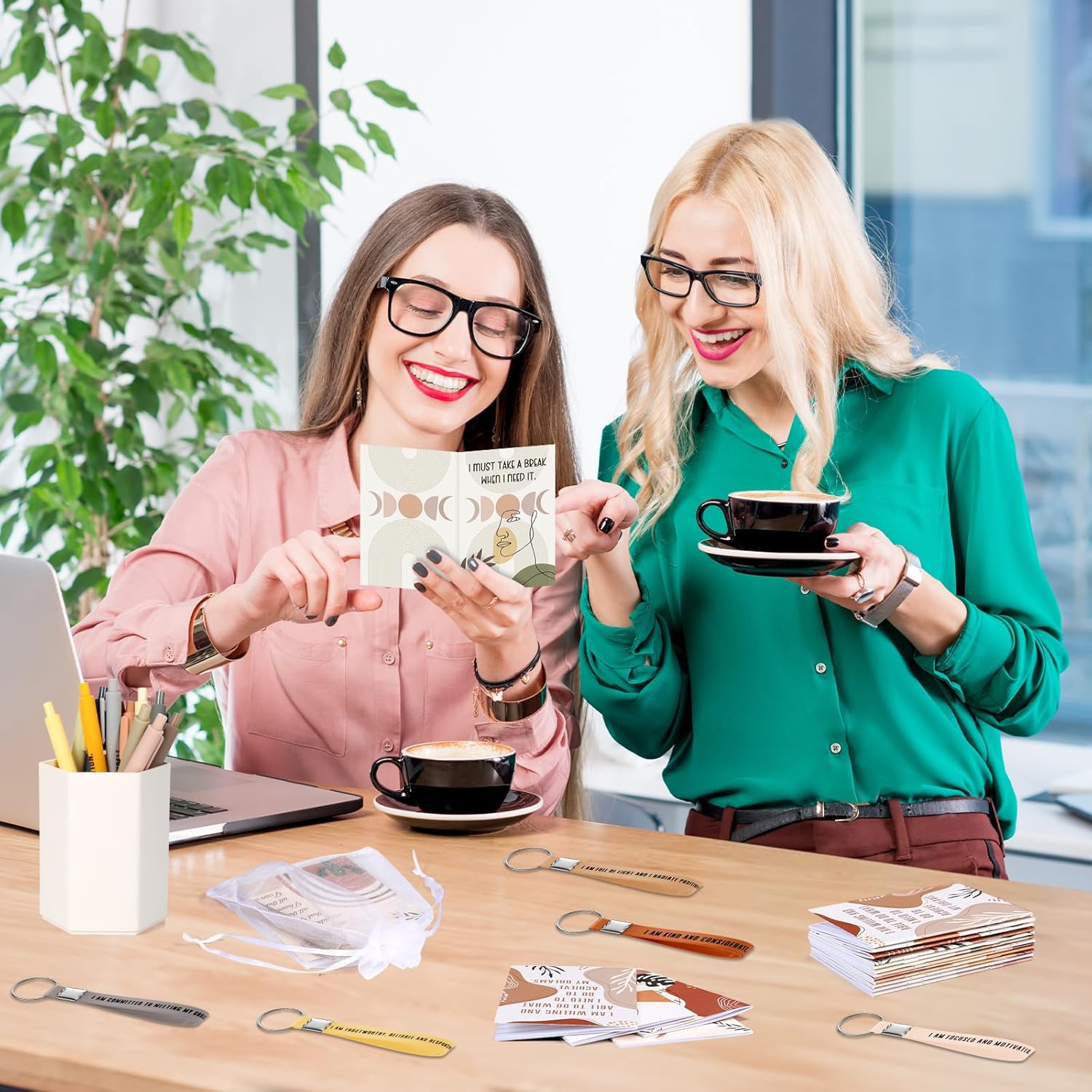 Mooliwe 72 Pcs/24 Set Positive Affirmation Gift Set Gratitude Notebooks with Affirmation Pens Keychains Small Bags Motivational Notepads for Women Coworkers Christmas Adult Party Favors(Boho) - Image 6