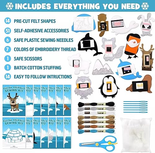 Miniatura 6 de MYHJL Kit de manualidades de costura para niños, animales de fieltro, regalos de cumpleaños, juguetes educativos, animales de peluche, kits de