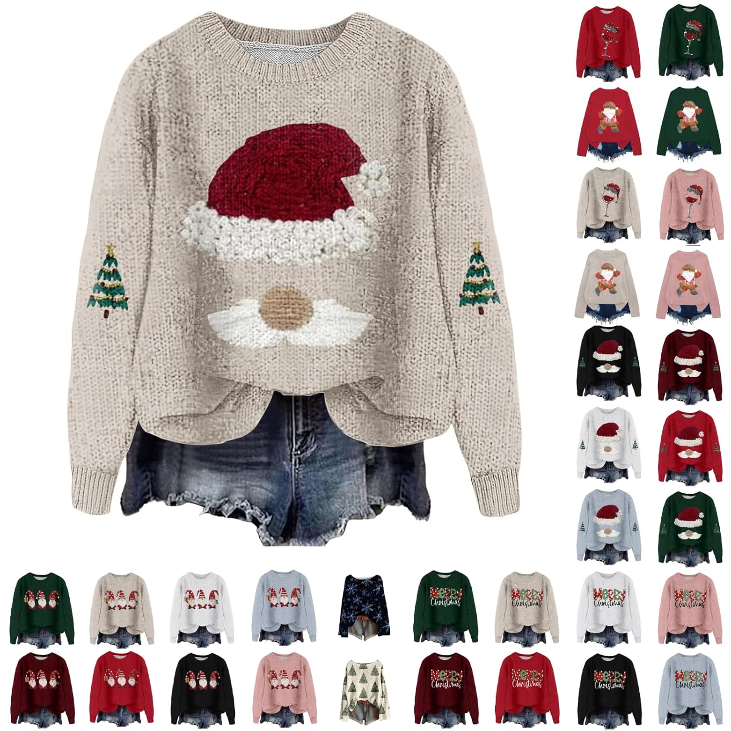YOLAI Christmas Sweaters for Women 2025 Crew Neck Winter Holiday Cute Pullovers Long Sleeve Cable Knit Tops Sweatshirt