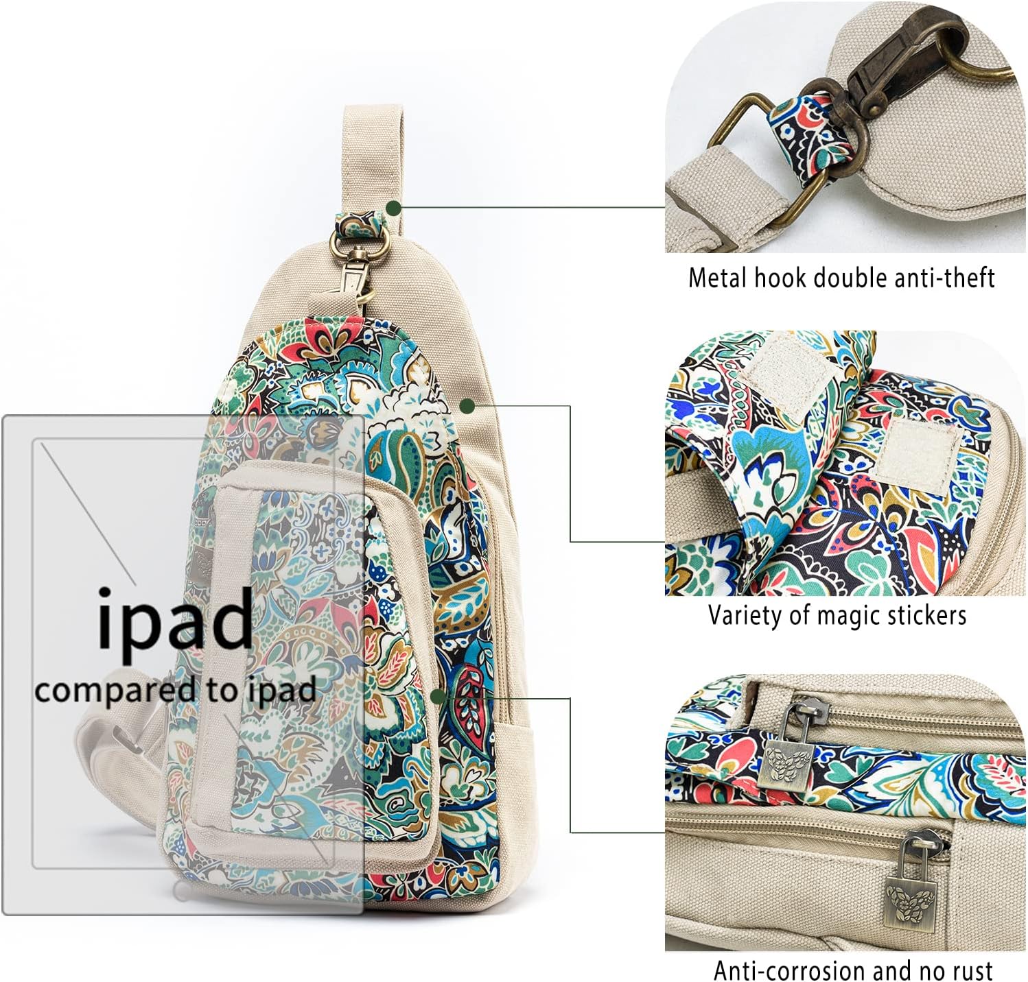 Black Butterfly Canvas Chest Bag, Small Chest Pack, Crossbody Bag for Travel, Inclined Shoulder Bag - Image 4