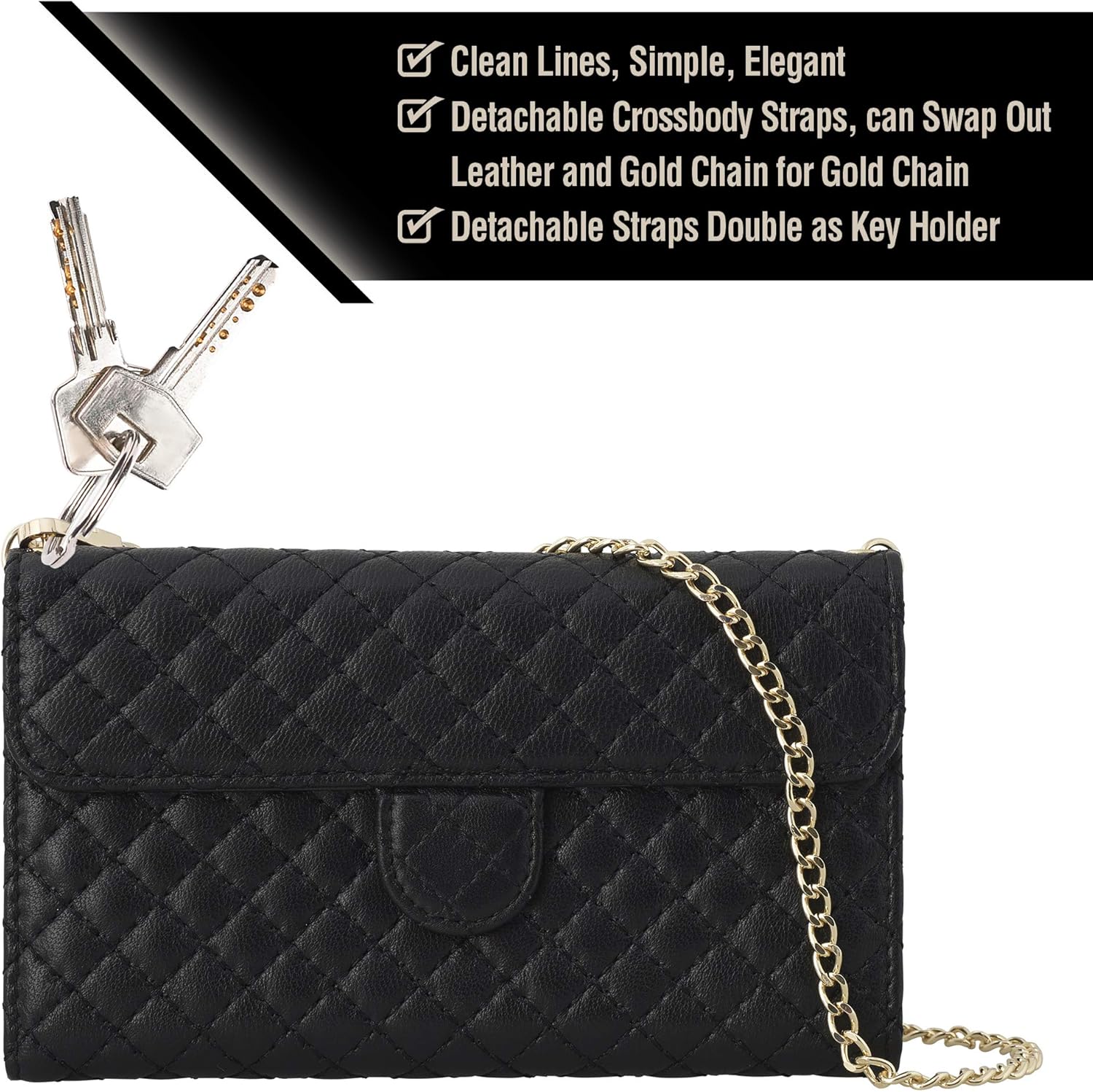 Exсluѕіvе Dіѕсоunt 90% Prісе Free State Crossbody Bag with Cell Phone Case. Quilted Calfskin Wallet Purse Has 3 Card Slots, Internal Sleeve for Cash & iPhone Case. Adjustable Leather & Chain Straps (6/6S/7/8)