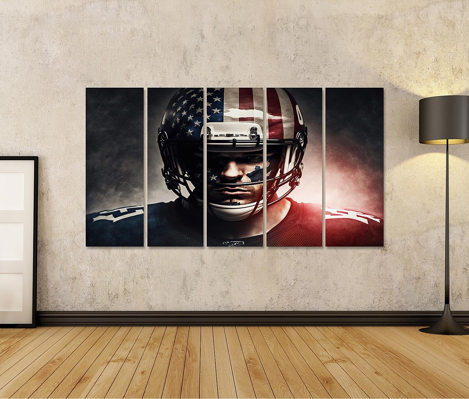islandburner Primo Quadro su Tela Faccia Dipinto Americano Football Giocatore Indossa Casco Protezione Grande Rplan Immagini Poster