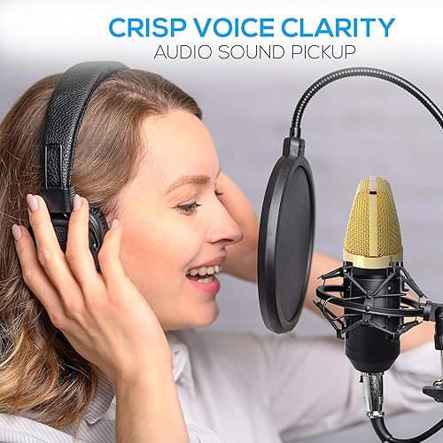 Miniatura 4 de Pyle Kit de micrófono de condensador de audio sistema de micrófono de grabación vocal profesional de 0.138 inXLR con soporte de choque ajustable,