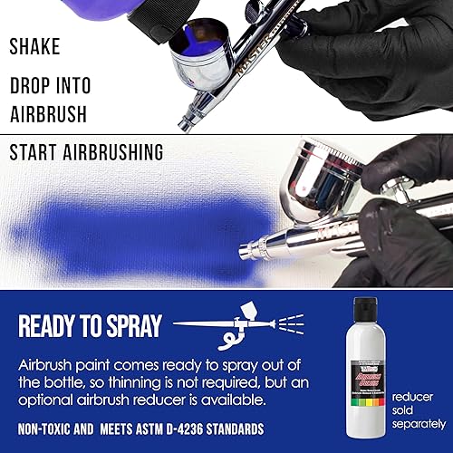 Miniatura 3 de U.S. Art Supply Pintura acrílica para aerógrafo azul Phtalo transparente lista para rociar, con efectos especiales, botella de 8 onzas, colores a