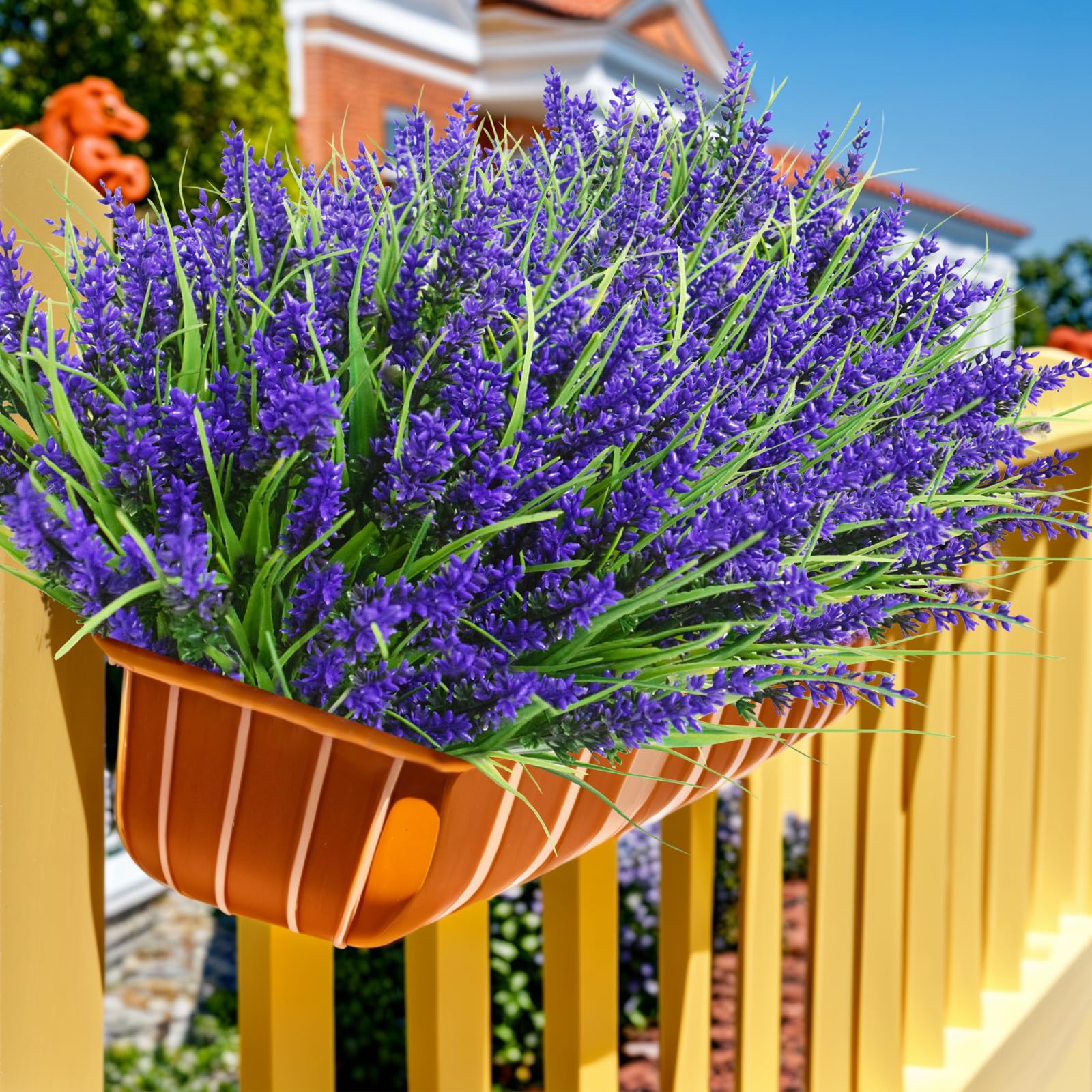 Kinisty 12 Bündel Kunstblumen wie Echt Künstliche Blumen Lavendel Outdoor Wetterfest Balkonpflanzen Frühling Plastikblumen Blumenstrauß für Draußen Balkonkasten Balkon Garten Deko