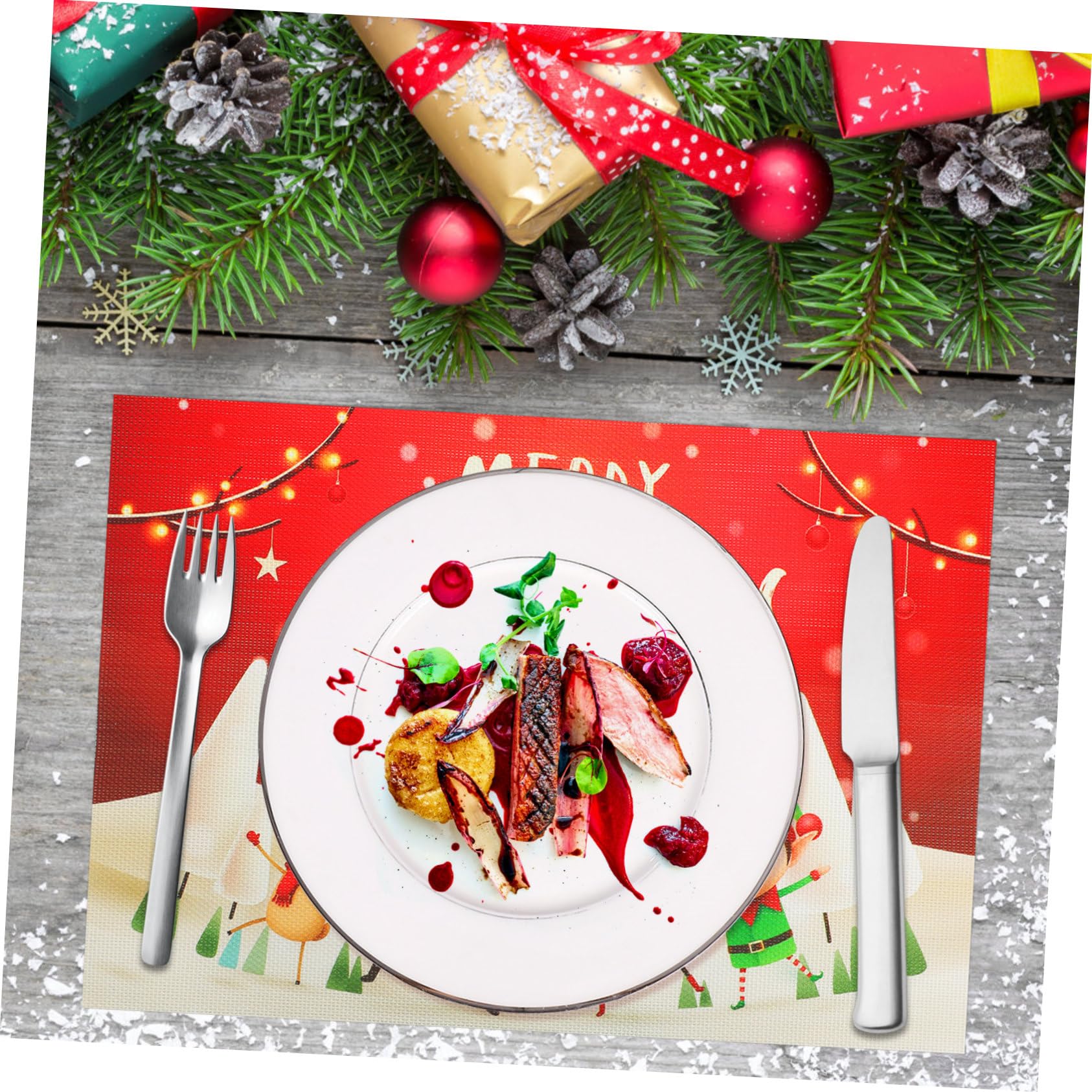 PRETYZOOM Lot De 5 Sets De Table De Noël Résistants À La Chaleur Aux Taches Et Robustes 2 Pièces X 5