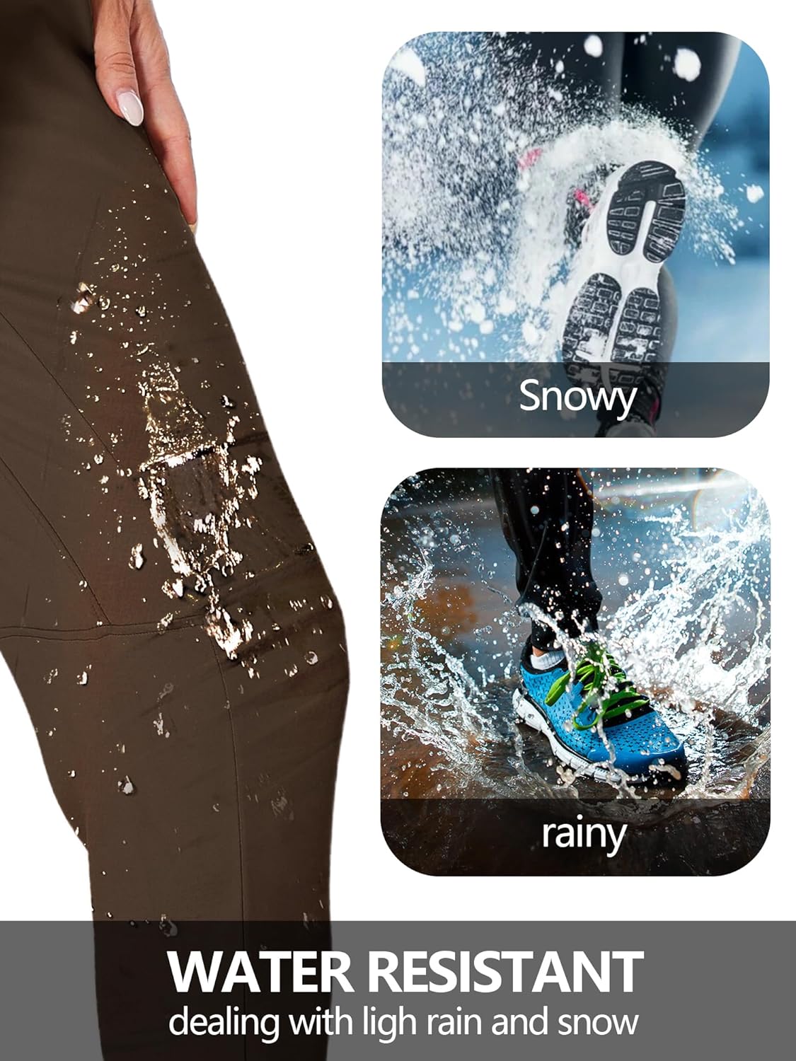 Toomett Women's Fleece Lined Joggers High Waisted Water Resistant Thermal Hiking Pants Cold Weather Sweatpants with Pockets - Image 5