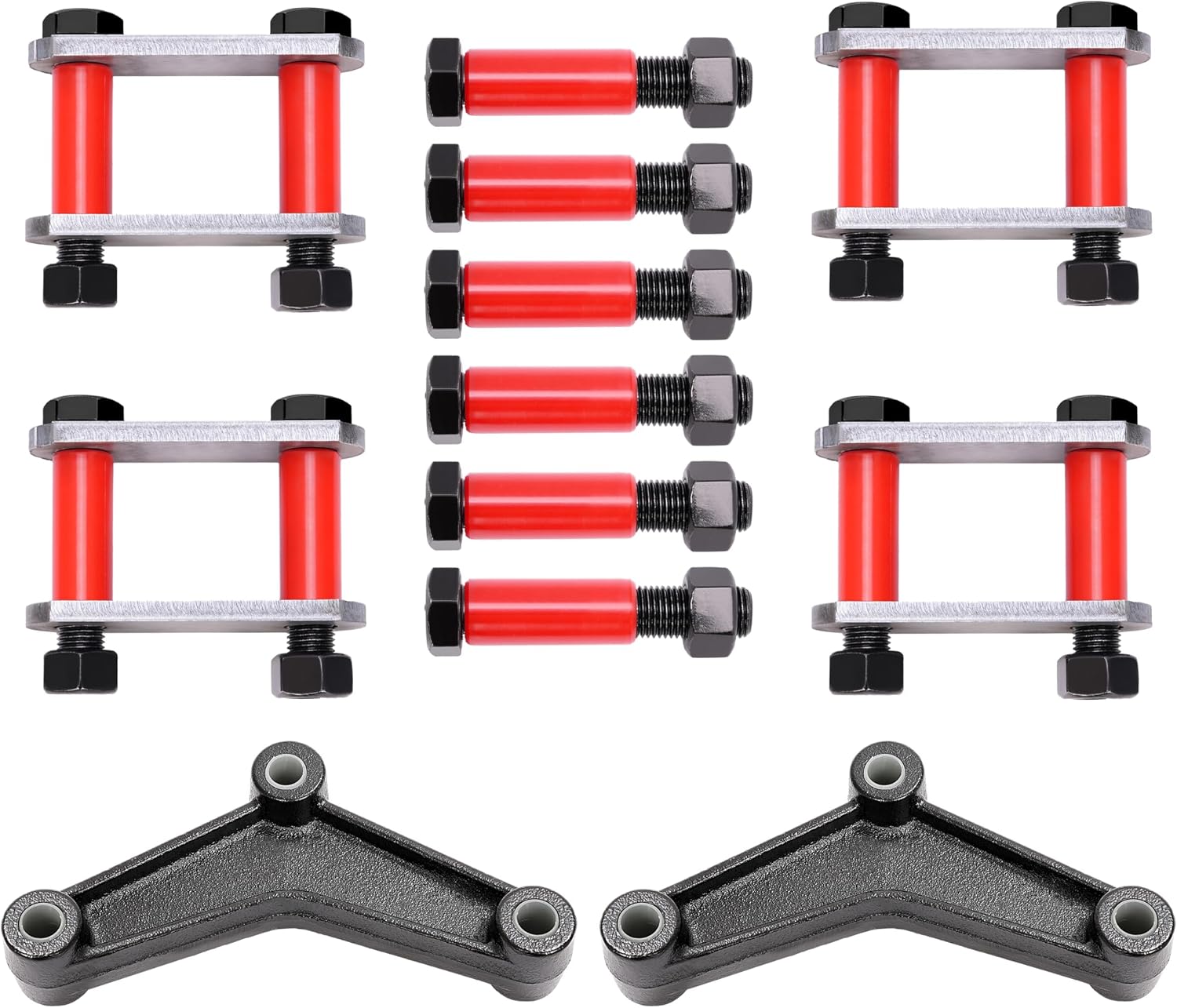 KUAFU Trailer Shackle Kit, Tandem Axle Truck/Trailer Spring Suspension Rebuild Kit Compatible with Double Eye Springs (3.5K -5.2K Axles) Equalizer & Shackle Strap Upgrade Kit