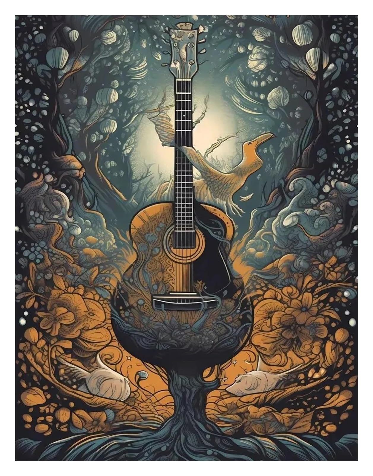 Tableau guitare déco pour revitaliser un salon moderne terne 40x60cm