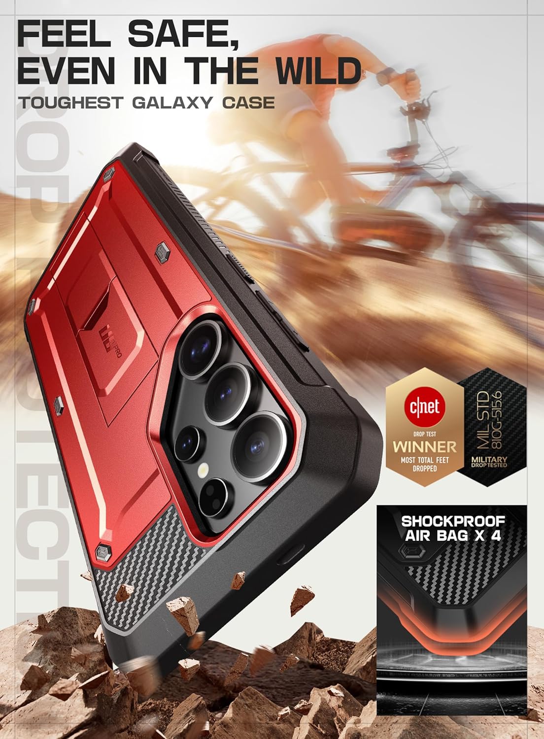 SUPCASE for Samsung Galaxy S25 Ultra Case with Stand (Unicorn Beetle Pro), [2 Front Frames] [Built-in Screen Protector & Belt-Clip] Military-Grade Protection Phone Case for S25 Ultra 6.9 Inch, Ruddy - Image 3