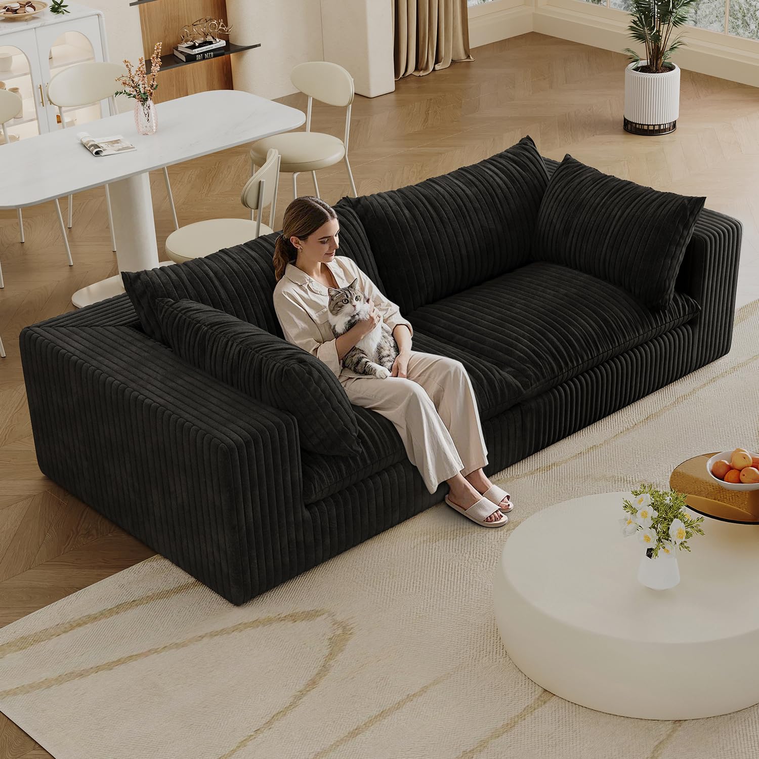 78.8" LoveSeat Cloud Sofa - Modular Sectional Couch with Modern Deep Seat: Plush Corduroy Upholstered for Living Room, Bedroom, Apartment & Small