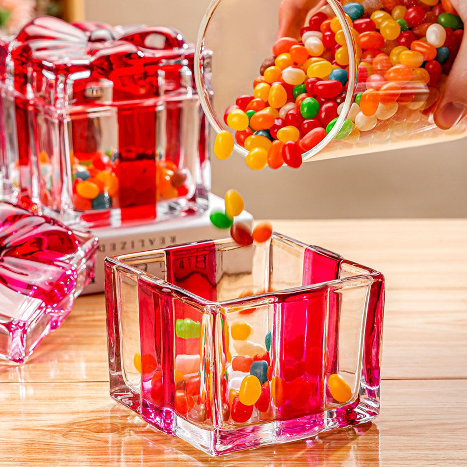 Barattolo per Caramelle Natalizio, Contenitore in Vetro Elegante, per