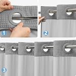 Hookless Waffle Weave Shower Curtain Set with Snap-in Fabric Liner and Mesh Top Window,256GSM Heavy Duty Fabric,Dark Grey Washable Luxury Shower Curtain for Bathroom Stalls (72x75 Inch)
