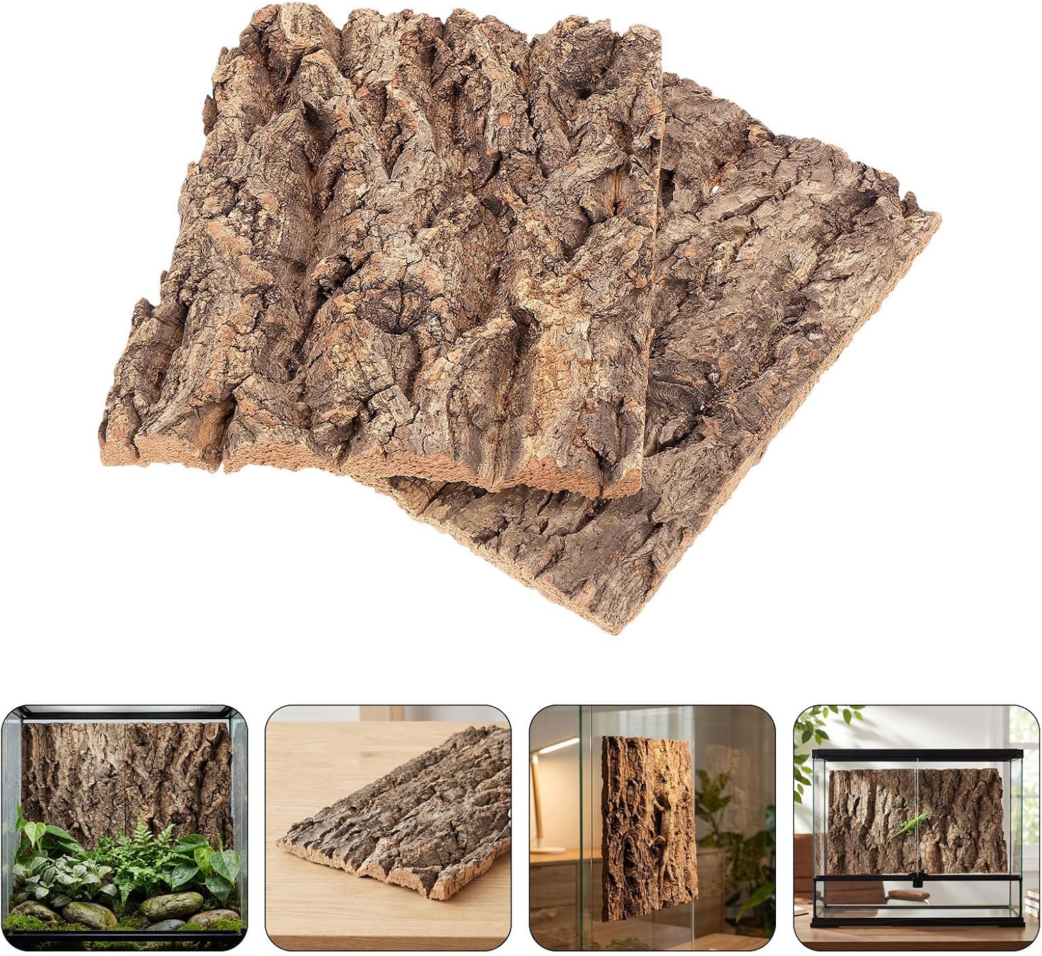 Terrarium Natural Background Cork 4pcs Bark Backdrop for Reptile Tank