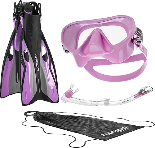 Miniatura 11 de Máscara de esnórquel sin marco, lente de vidrio templado de alta calidad, diseño italiano, antivaho y sin marco, tubo de esnórquel seco de élite,