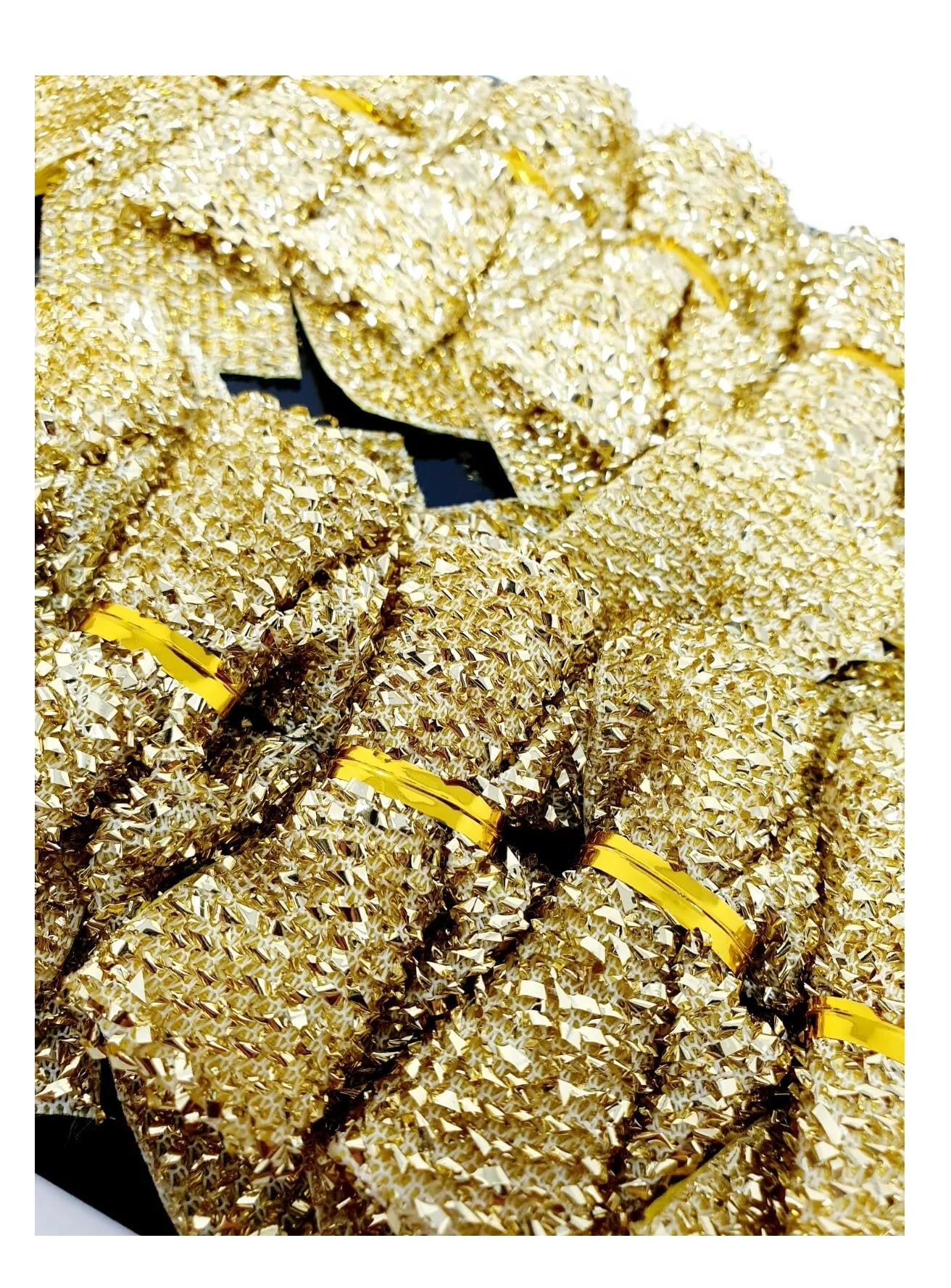 12 lazos dorados con purpurina de 6 cm, decoración de árbol de Navidad, boda, tarjeta de árbol
