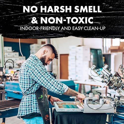 Miniatura 5 de Tinta de serigrafía de tela en blanco y negro, paquete de 2  16 onzas de tinta a base de agua y de alta opacidad para camisetas y serigrafía por