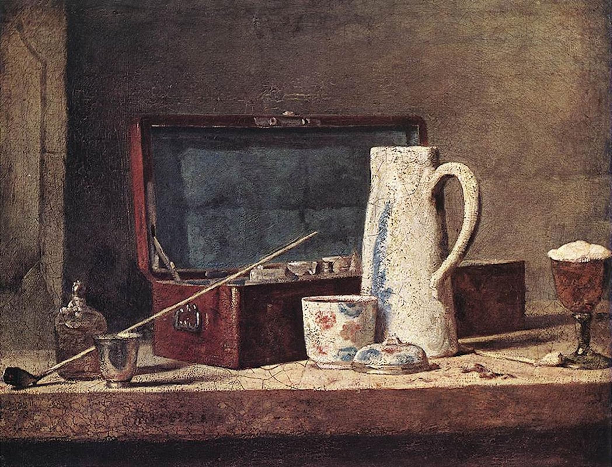 ARTXLXXBN Famous Print Painting Colorful Art Print Still Life with Pipe and Jug by Jean-baptiste-simeon Chardin Canvas Art Decorations for Home Decor 60x90cm