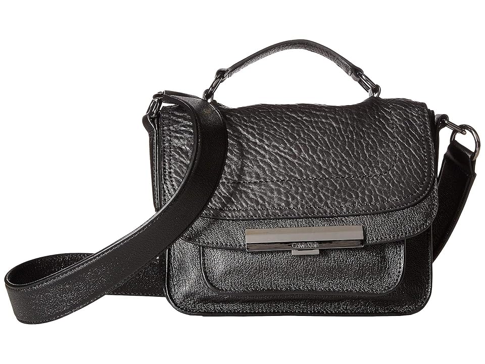 

Calvin Klein Wendy Goat Leather Small Crossbody (Black) Cross Body Handbags