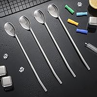 Vista 6 de Cucharas largas de acero inoxidable para té, cucharas de pajita, mango con pajita para mezclar, revolver, beber