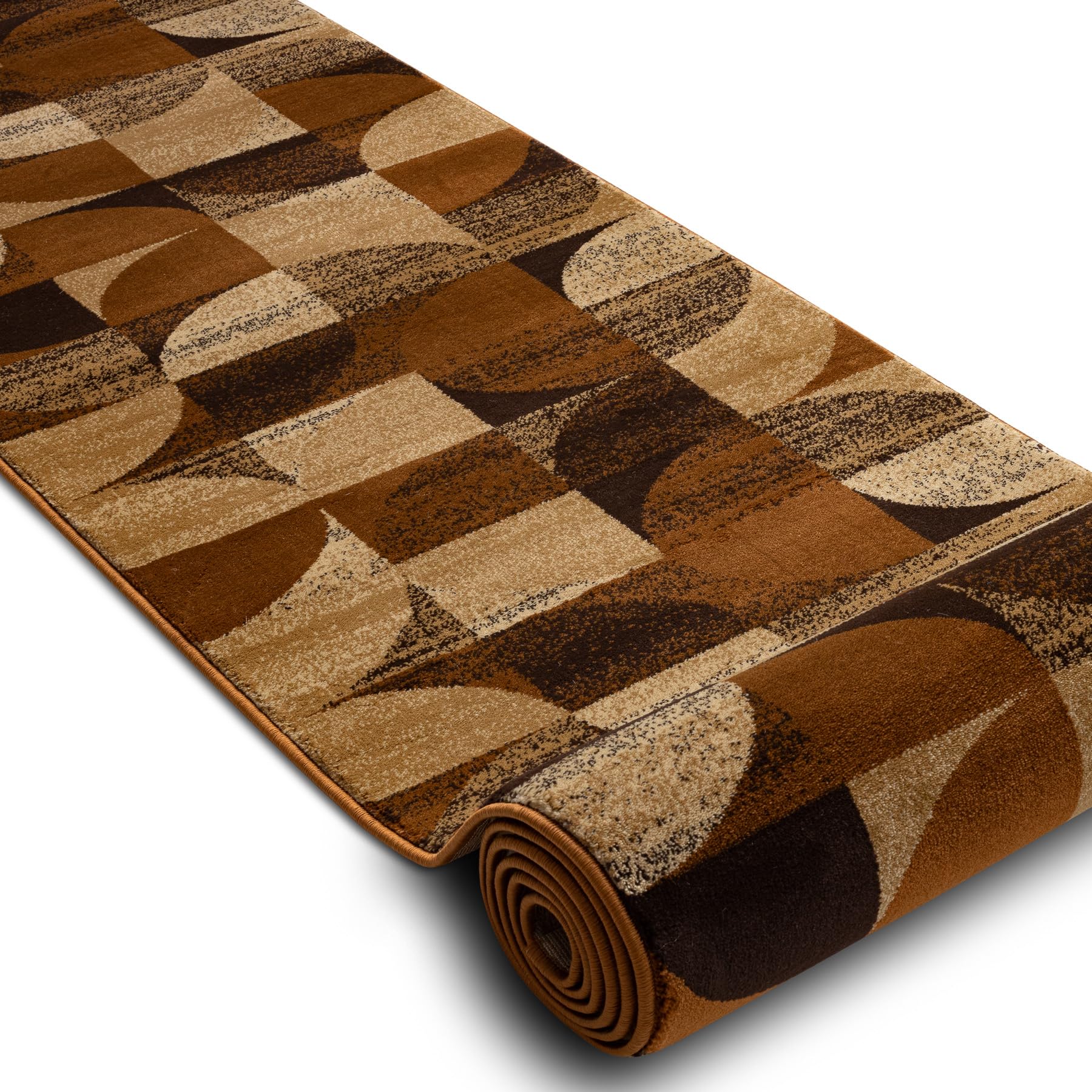 Chodnik ROYAL H387 GEOMETRYCZNY brązowy/musztardowy 100 cm 100 x 520 cm brązowy