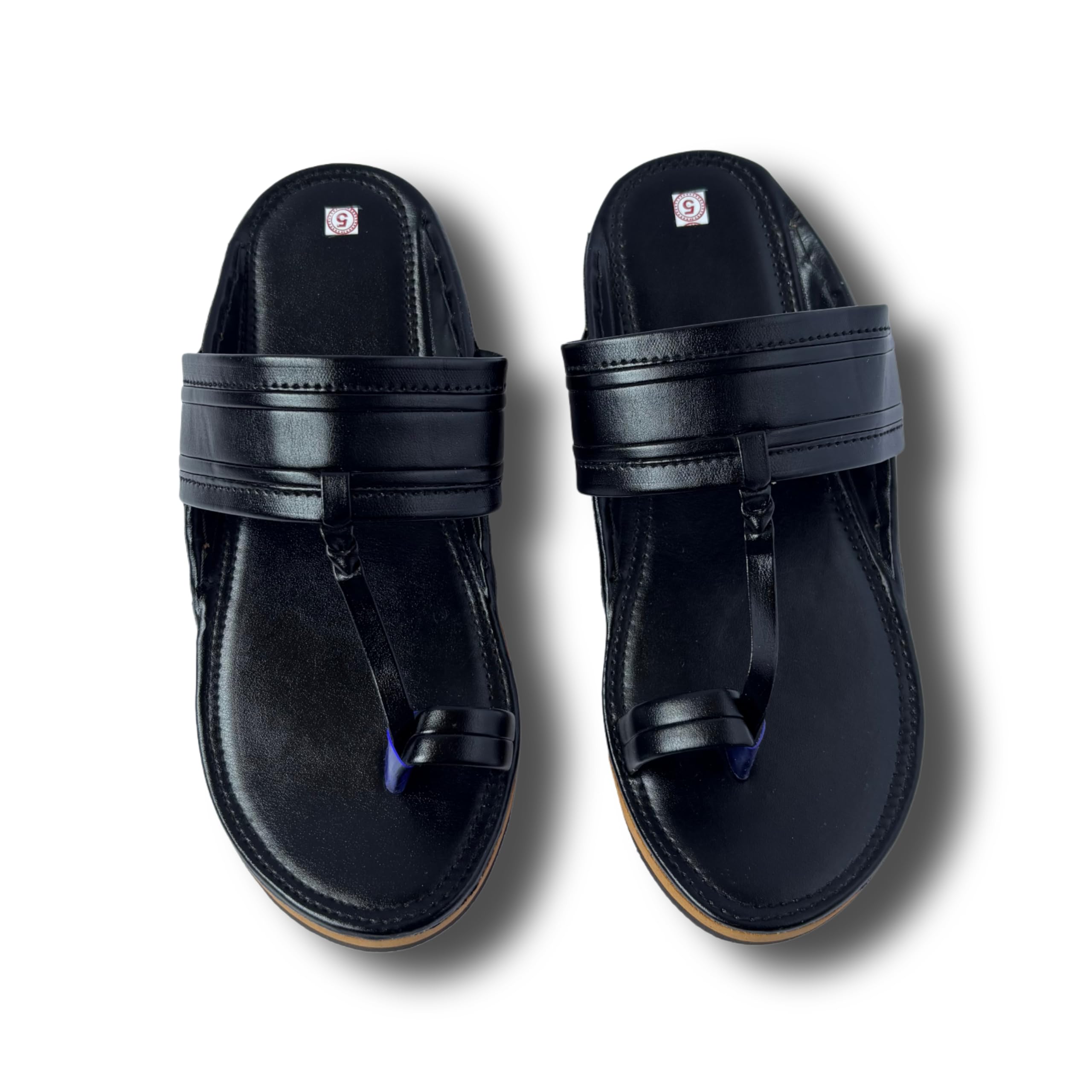 Men’s Handmade Faux Leather Kolhapuri Sandals | Ethnic Toe-Ring Chappal | Comfortable Slip-On Traditional & Casual Footwear for Daily Wear, Wedding & Festive Use (Black)-image-18