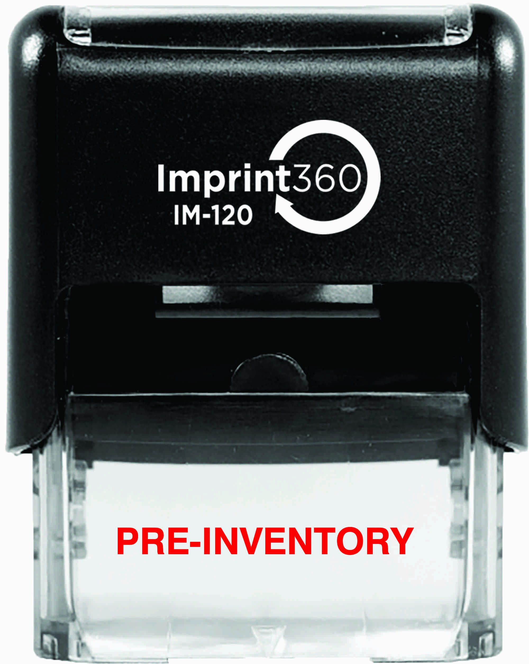 Imprint 360 AS-IMP1064 "PRE-INVENTORY" - Sello de goma autoentintado de alta calidad comercial, grabado con láser para impresiones precisas, tinta roja, 9/16" x 1-1/2" tamaño de impresión