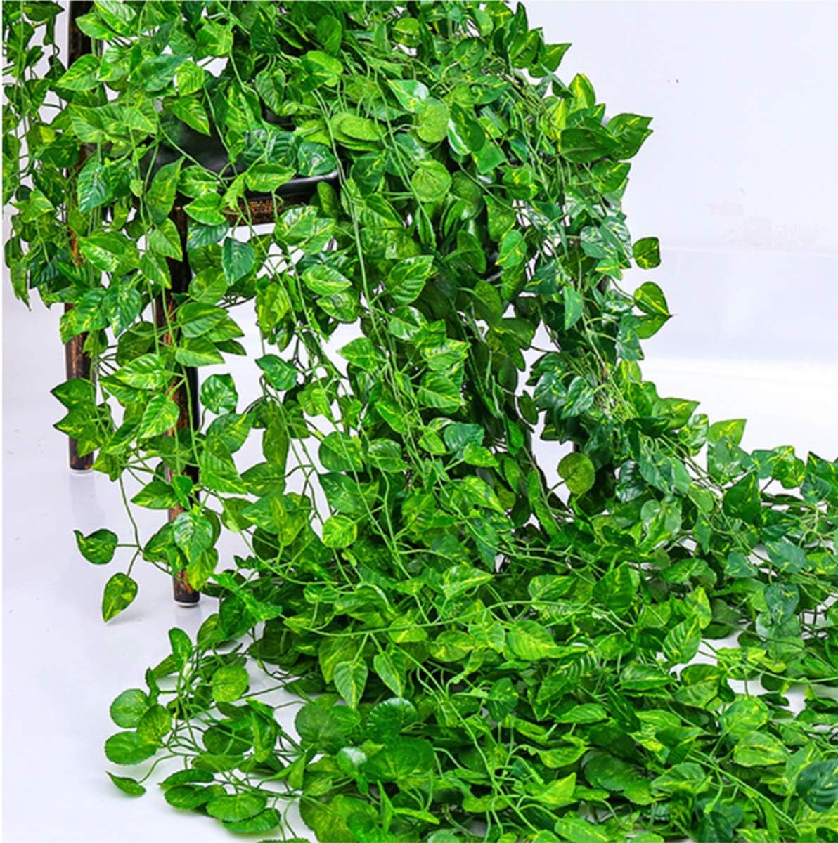 Epipremnum Aureum Leaves, Green Vines Fake Plant Vine Leaves, Hanging Fake Vine Leaves, Home Kitchen Garden Office Wedding Wall Decor (Pack of 12 86 Inch Fake Plants) image 2