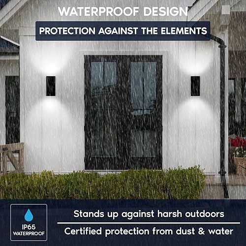 Miniatura 4 de LUXRITE Luces LED modernas de pared para exteriores del atardecer al amanecer, 12 pulgadas, luz de arriba o abajo, 3CCT 3000K-5000K, aplique de