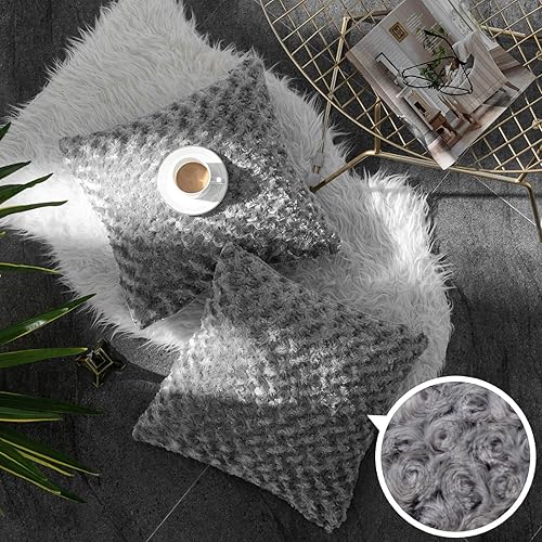 Simple&Opulence Fundas de almohada decorativas de color rosa, 2 unidades, 18 x 18 pulgadas, 17.7 x 17.7 in, fundas de cojín cuadradas de felpa con