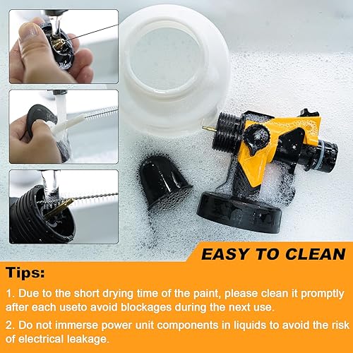 Miniatura 6 de Pulverizador de pintura, pistola eléctrica HVLP de 800 W con juntas de limpieza/soplado, 3 boquillas de 3 patrones y recipiente de 47.3 fl oz,