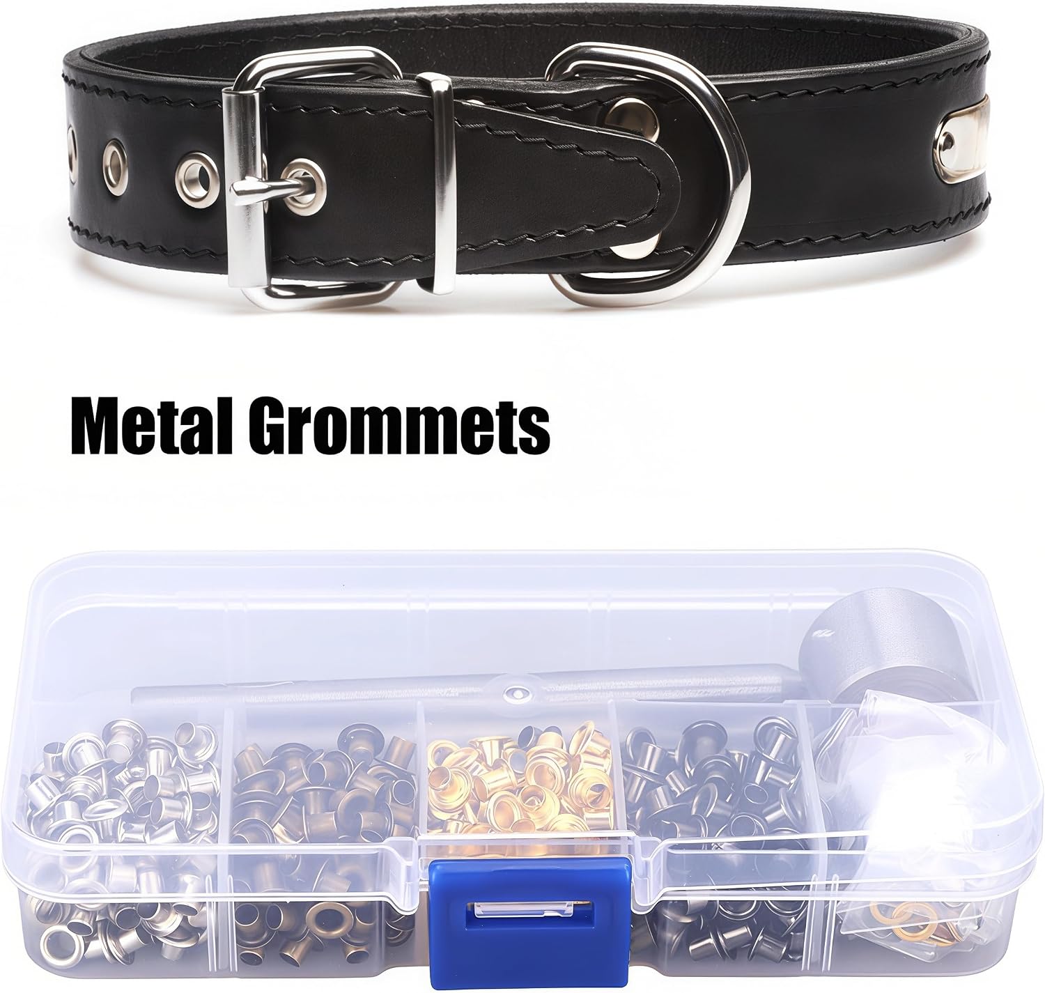 1/8 Inch (3mm) Grommet Tool Kit, 400 Sets Plated Copper Metal Eyelets Kit with 3 Pieces Installation Tools and Storage Box for Fabric, Leather Crafts, Shoes, Clothes Sewing DIY