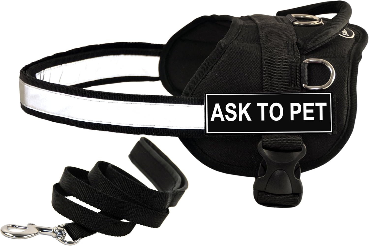 Dean & Tyler 34-Inch to 47-Inch Ask to Pet Dog Harness Padded with 6-Feet Puppy Leash, Black