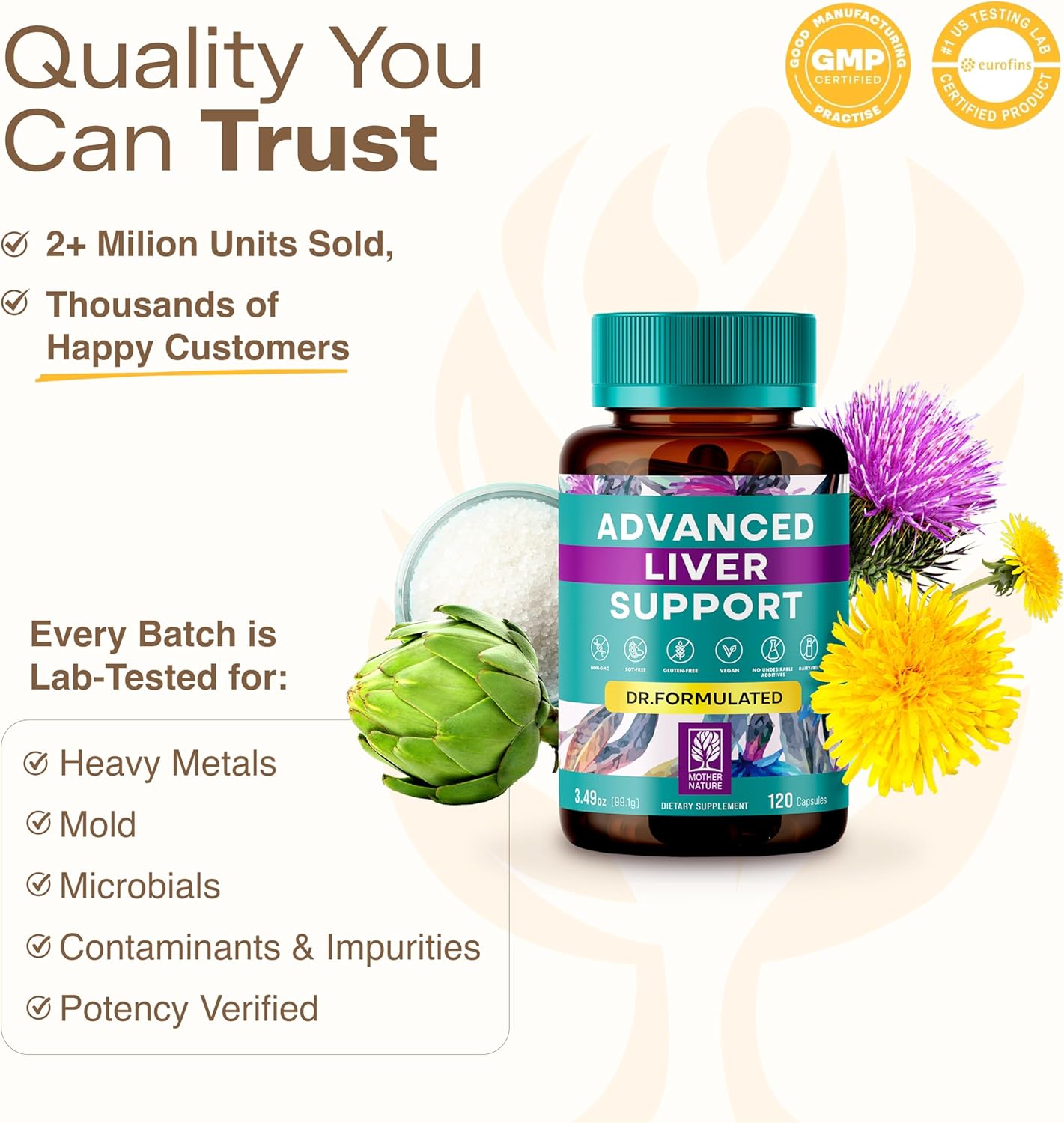 High-Potency Vegan Liver Cleanse Detox & Repair (120 Days Supply) - Dr Formulated Milk Thistle, Silymarin, Choline, Artichoke & Dandelion Root Supplement – Liver Support & Kidney Detox - 120 Capsules - Image 6