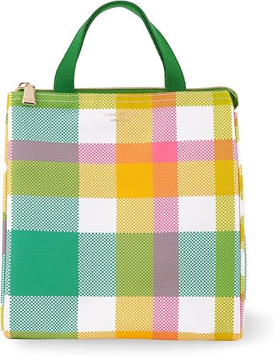 Kate Spade New York Bolsa de almuerzo portátil suave con aislamiento pequeño, bolsa térmica con forro aislado plateado y bolsillo de almacenamiento,