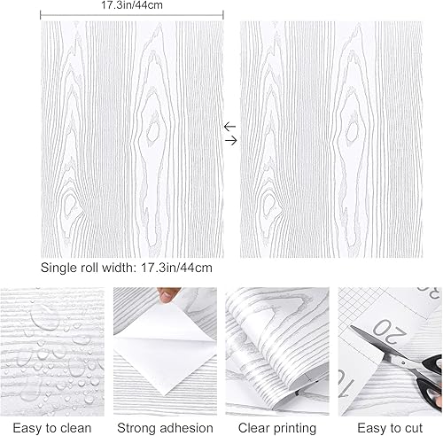 Miniatura 102 de Yun-aeon Natural Wood-Dark Grey Wood Contact Paper Peel and Stick Wallpaper 17.3"x 80"Self Adhesive Removable Vintage Faux Wood Wall Paper Plank