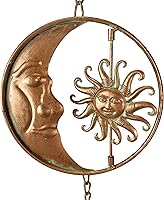 Vista 3 de Things2Die4 Cadena de lluvia de metal de 80 pulgadas con 6 discos celestiales de luna creciente y sol, acabado de bronce, alternativa decorativa