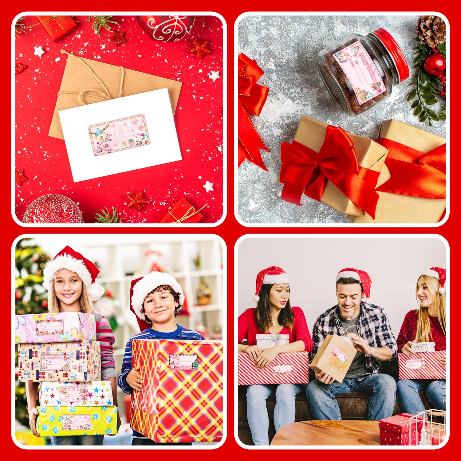 500 etichette per regali di Natale, etichette adesive per confezioni regalo di Natale, etichette con nome Merry Christmas per pacchetti, etichette per regali di Natale per favori, etichette per regali