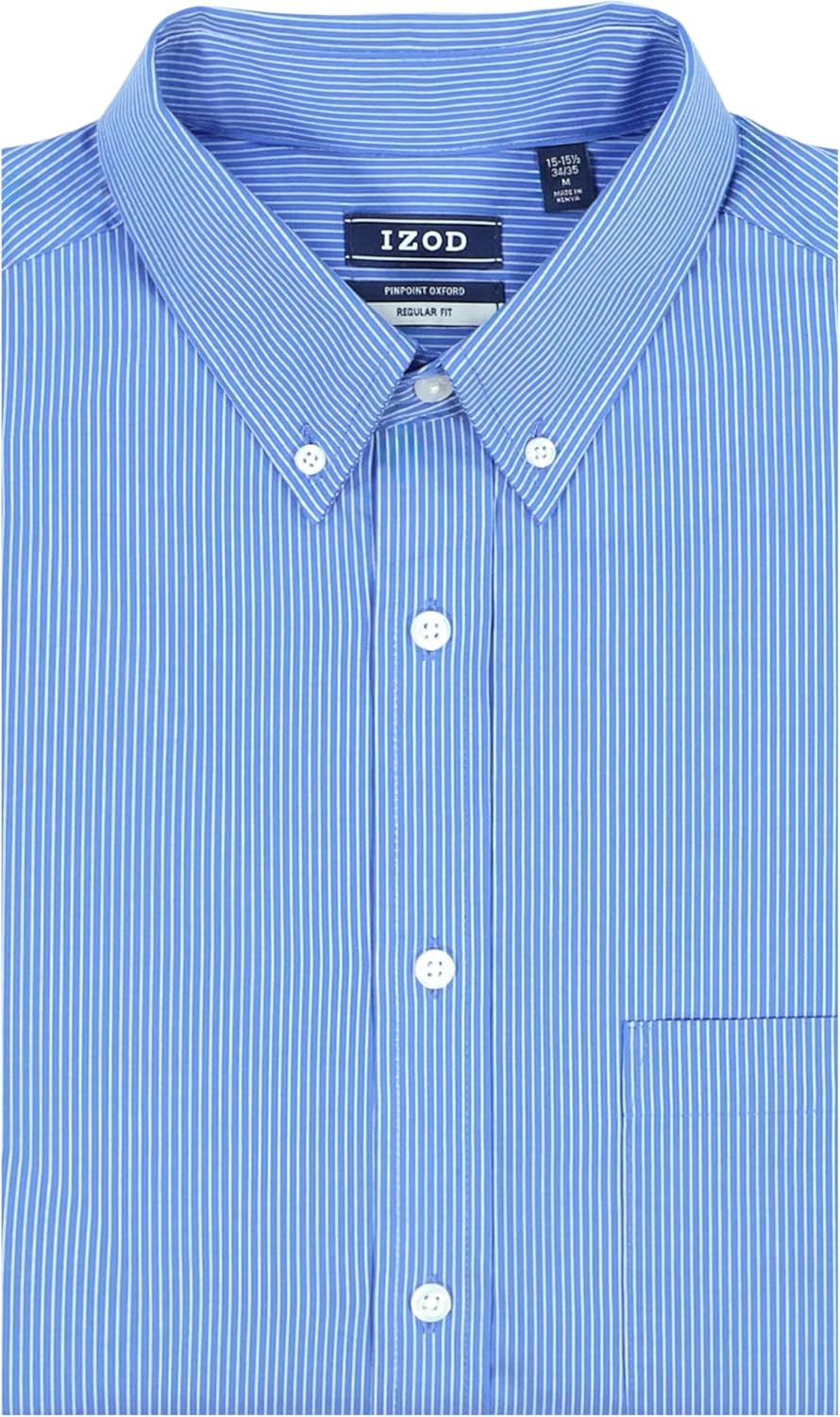 Izod Mens Dress Shirt Classic Fit Pinpoint Oxford Long Sleeve All Over Stretch Button Down Collar - Image 3