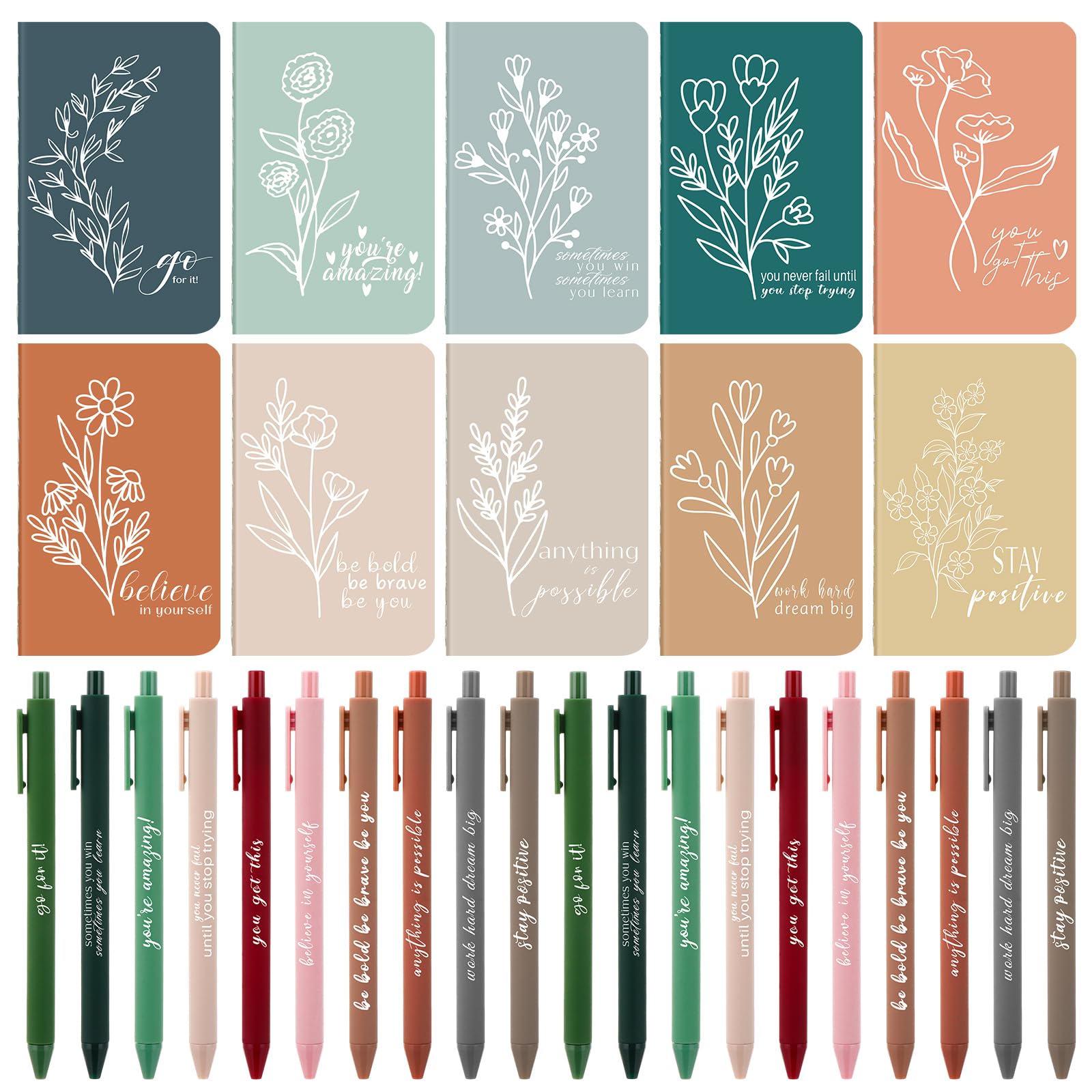YXSJAS 20 Sets/40 Pcs Employee Appreciation Gifts Bulk Inspirational Notebooks with Ballpoint Pens Bulk Thank You Gifts for Colleagues Staff Volunteer Teacher Pocket Favor Office