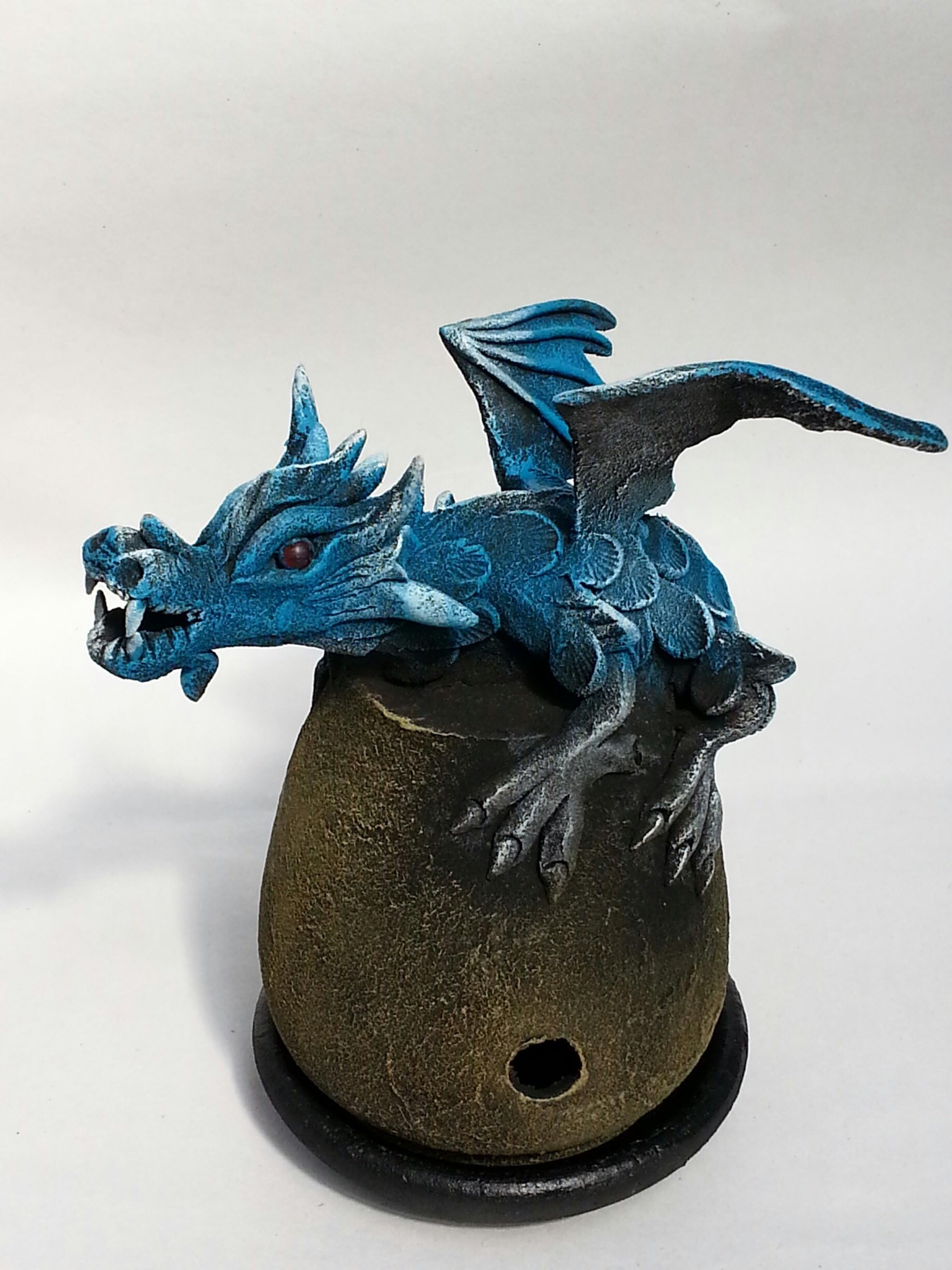 Flying Dragon Incense Burner - Blue Cone burner - Fair trade wooden sawdust dragon.