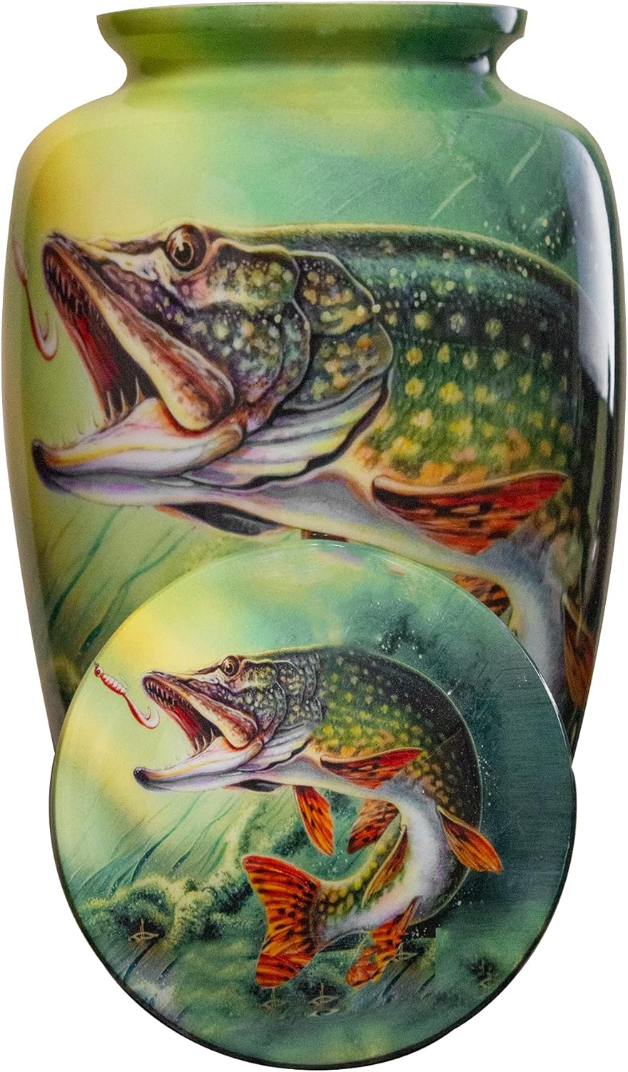 Bass Fishing Urn – Large Personalized Fisherman Cremation Urn with Keepsake & Velvet Bag – Memorial Funeral Urn for Ashes
