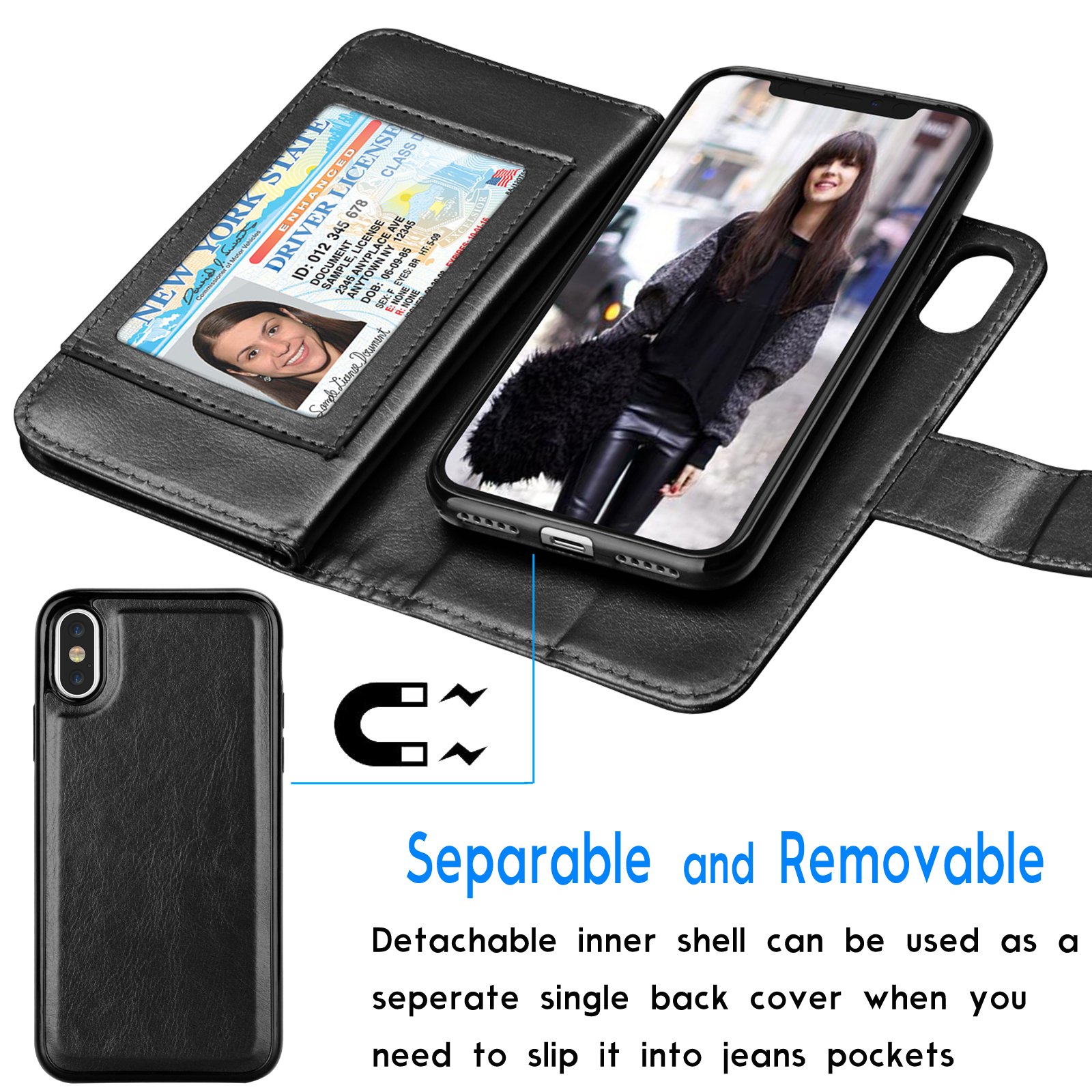 Protector Pixel 9 Negro Funda LBH Para Google Pixel 9 - Con Atril, Compartimento Para Tarjetas Y Cierre Magnético Estuche Con Ranuras Tarjetas